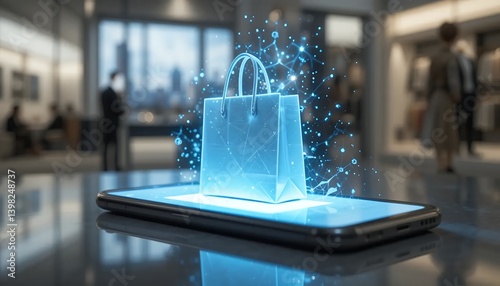 Future of Shopping Digital Bags Emerging from Smartphone Screens