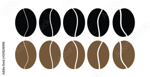 Coffee beans icon set. coffee beans on white background. vector illustration