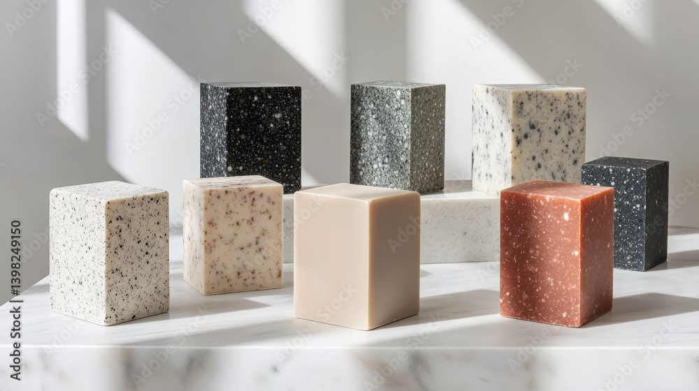 Handmade vegan soap made with natural herbal and flowers ingredients. Making eco friendly skincare products at home. Sustainable Zero waste beauty skin care concept
