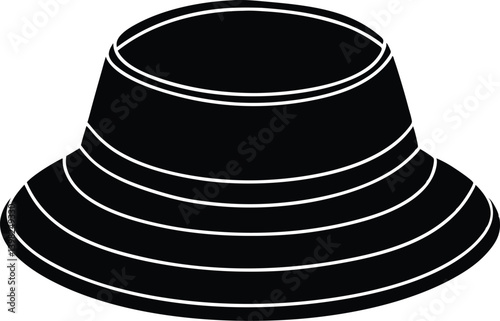sun hat silhouette vector icon, fashion hat, stylist sun hat, black and white hat, black top hat, on white background.