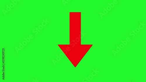 Red arrow motion graphic on green screen, red arrow loop animation, red pointing arrow effect, green screen arrow graphic