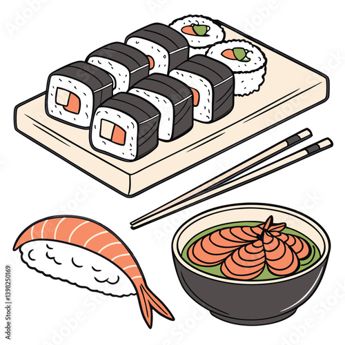 sushi set vector illustration