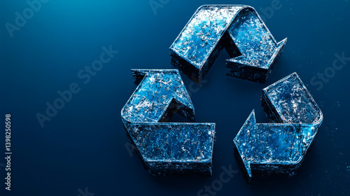 Obraz na płótnie recycle sign on blue background with copy space. Recycling mark Mobius loop. Environmental concept. Concept of ecology, sustainable development, zero waste and environmental protection w salonie