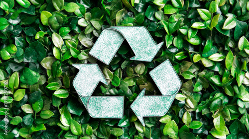 Obraz na płótnie recycle sign on Green background. Recycling mark Mobius loop. Environmental concept. Concept of ecology, sustainable development, zero waste and environmental protection w salonie