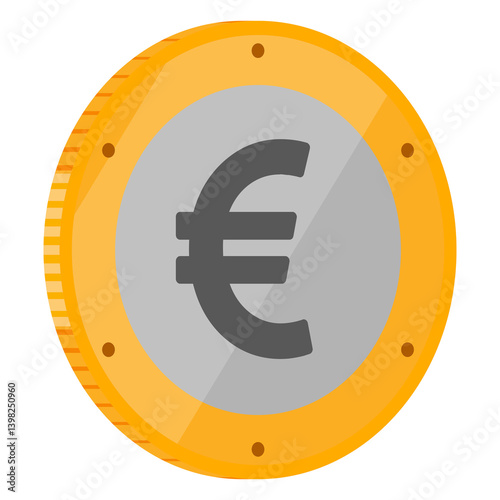 Euro coin European Union currency Europe cartoon money 3d 30 degree angle illustration on transparent background