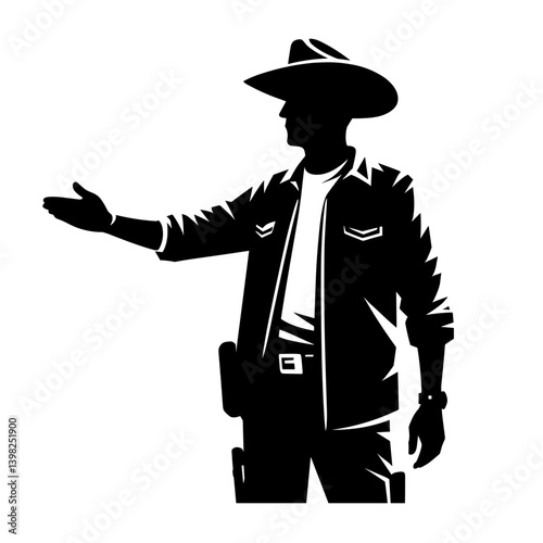 Customs officer pointing hand silhouette