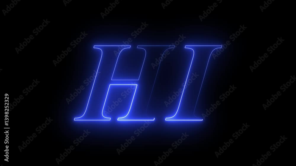 Hello neon text animation. Glowing neon sign Hello on black background. neon sign Hello icon.