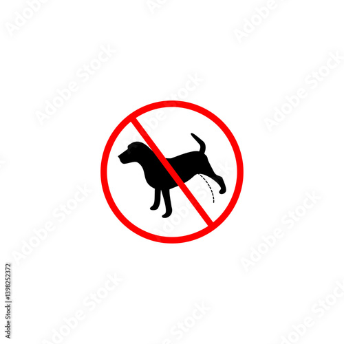 Warning forbidden sign no dog peeing icon isolated on white background 