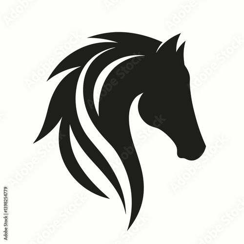 Black horse head silhouette vector icon animal symbol