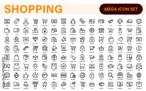 Shopping Cart Icons Set. Vector Icons for Retail, Online Shopping, E-commerce, Checkout, and Shopping Experience
