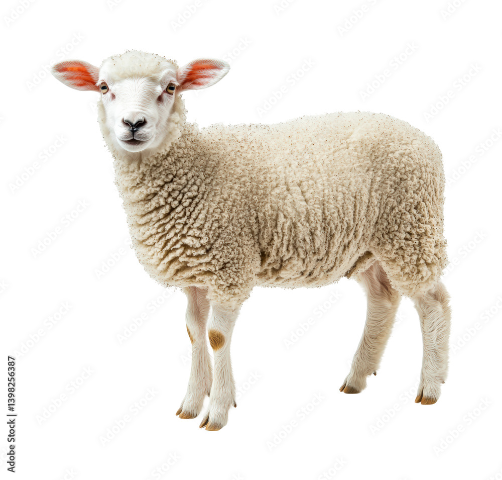 Playful sheep grazing in pasture farm animal natural environment view. Isolated on transparent background, png. Playful sheep grazing in pasture farm animal natural environment view. Isolated on transparent background, png.