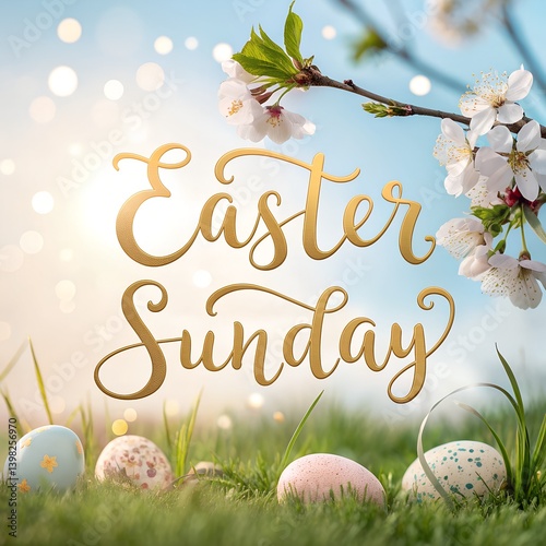 Celebrate Easter Sunday Spring Blossoms & Colorful Eggs