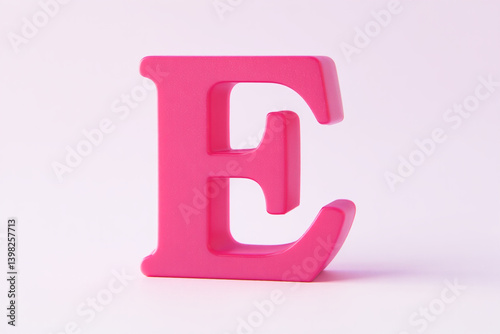 Minimal 3D Render of Letter E in Pastel Tone