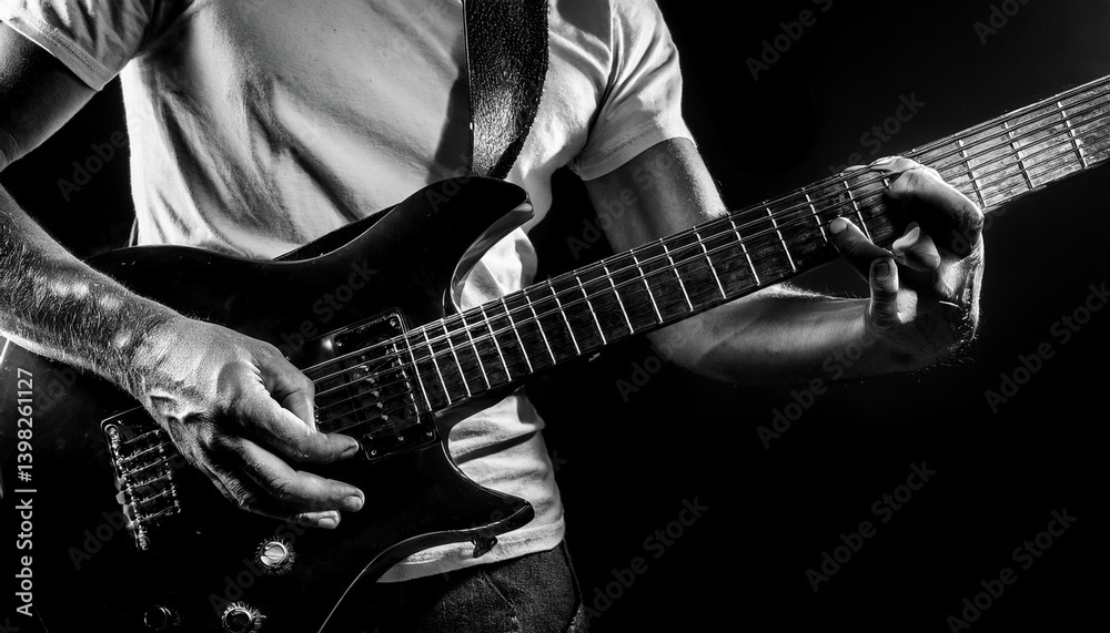 Obraz premium A person playing an electric guitar