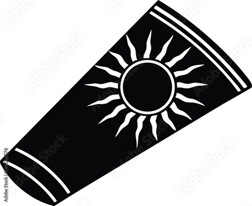 unblock cream tube silhouette vector symbol icon, solid black silhouette of a sunblock cream tube, eps, sun icon vector illustration, sun and moon on white background.