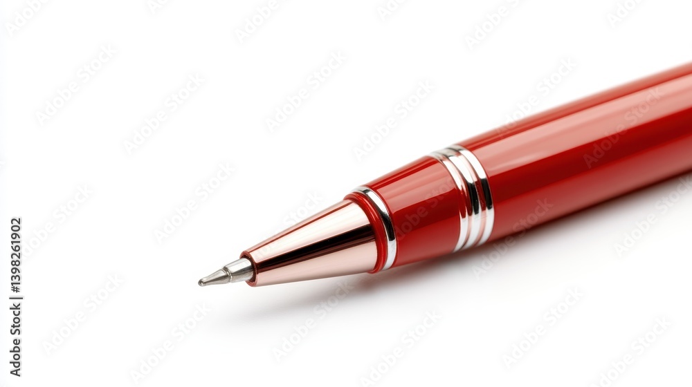 This image features a chic red ballpoint pen, showcasing its sleek design and polished finish, perfect for professionals and writing enthusiasts alike. This image features a chic red ballpoint pen, showcasing its sleek design and polished finish, perfect for professionals and writing enthusiasts alike.
