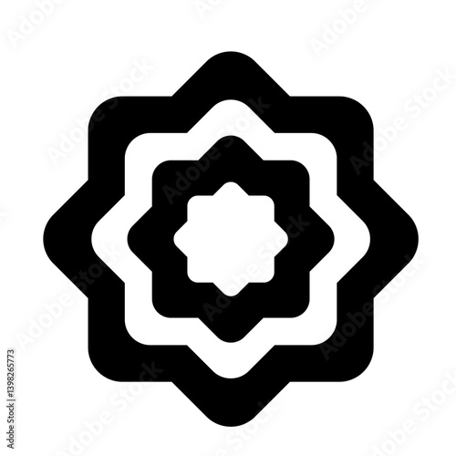 A black concentric, rounded corners star vector logo