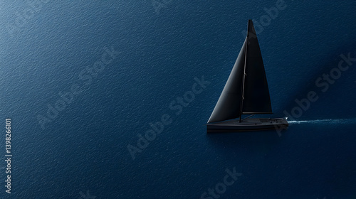 Dark Sailing Vessel On Dark Blue Water photo