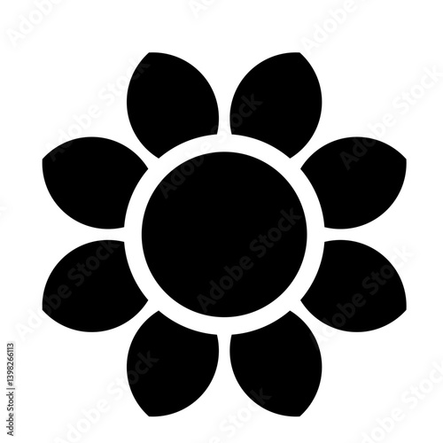 A black sunflower with middle, vector symbol