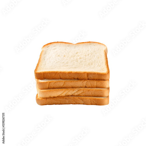 Stack of Three Slices of Toasted White Bread Isolated on Transparent Background