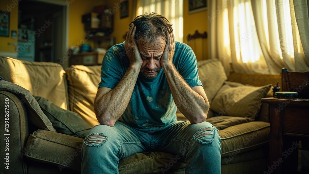 Fototapeta premium Man in Deep Distress