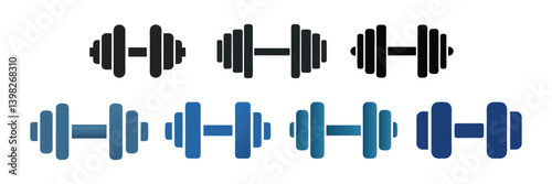 Set of Dumbbell Icons for Fitness, Exercise, or Weightlifting