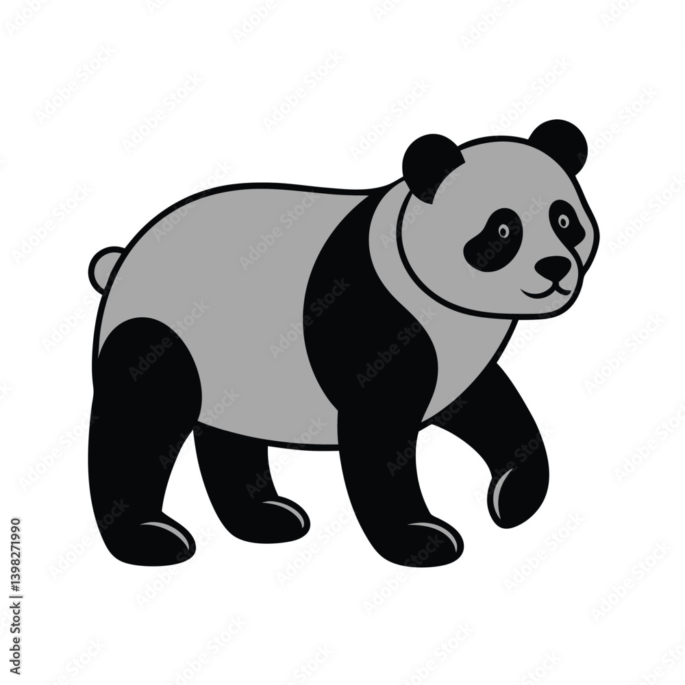 Fototapeta premium outline of a panda walking vector on white background
