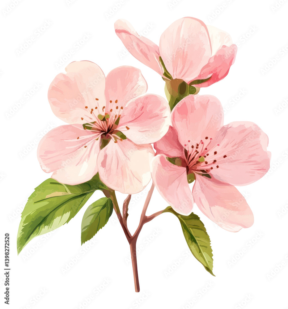 Fototapeta premium PNG Pink blossom flowers pink art illustration.