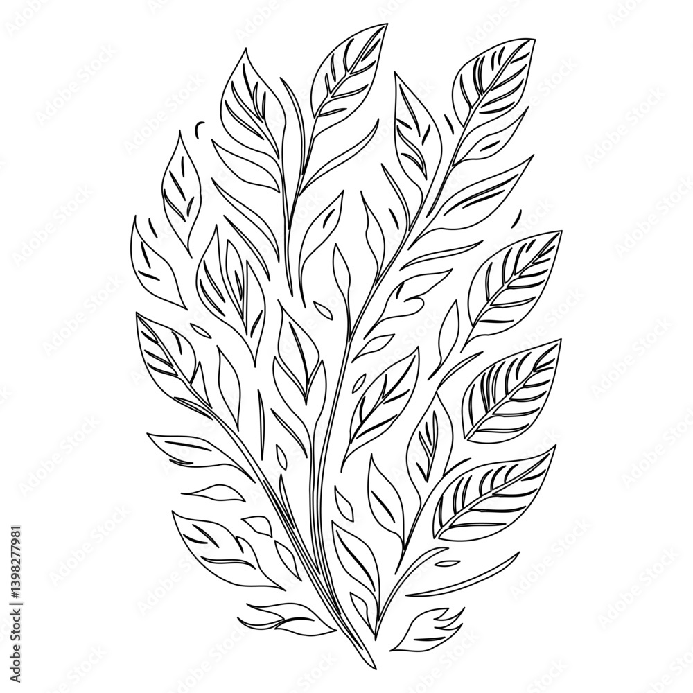 Obraz premium Elegant foliage composition forming a stylized botanical element illustration