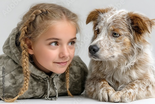Girl and Dog Studio Portrait: A Closeup of Affection