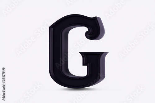 Deep Purple 3D Letter G on White Background