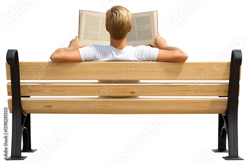 Person Reading a Book on a Wooden Park Bench