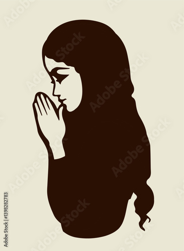 Vector image of the praying girl