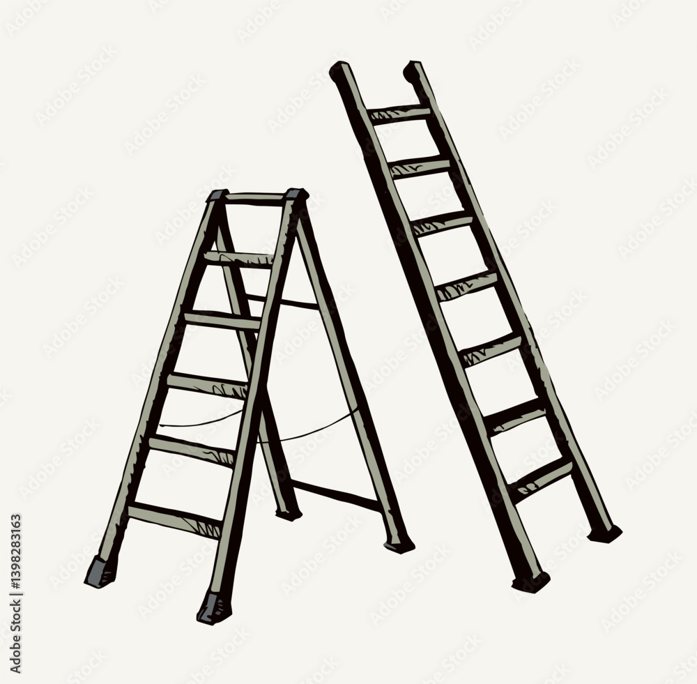Folding stepladder. Vector drawing icon Folding stepladder. Vector drawing icon