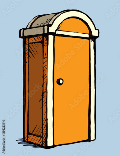 Plastic street toilet. Vector drawing
