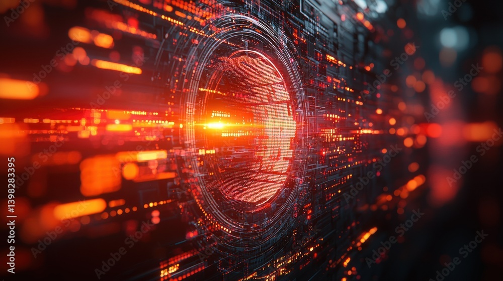 Obraz premium Abstract Digital Tunnel: A Journey into the Cyberspace