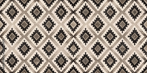 Elegant geometric pattern in black and beige tones with a modern touch.