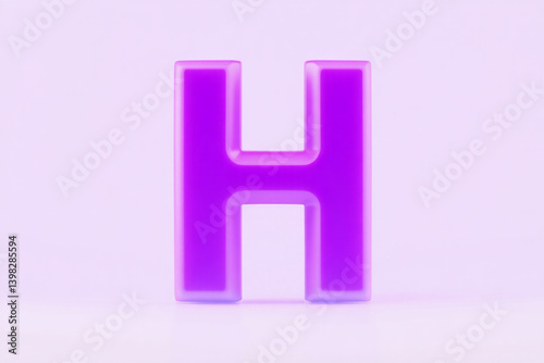 High-Gloss 3D Letter H Rendered in Black on Seamless White
