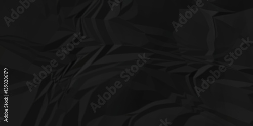 Crumple black obsolete billboard rumple. wrinkle ripped creased black crumple aged closeup craft document grunge recycling paper background.	
