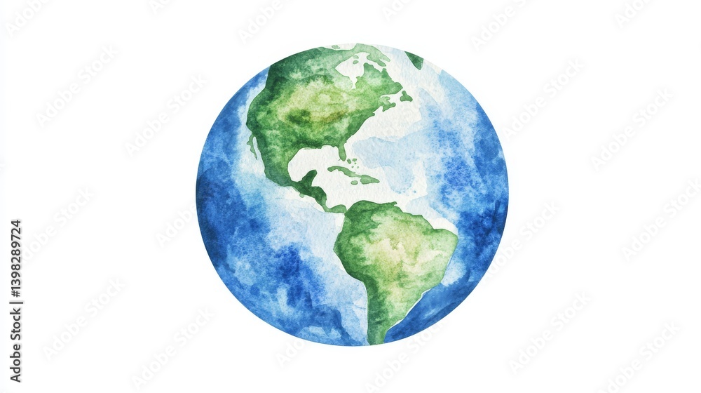 Earth Day is symbolized in a watercolor illustration where the planet is enveloped in plastic, emphasizing the cause of environmental protection Earth Day is symbolized in a watercolor illustration where the planet is enveloped in plastic, emphasizing the cause of environmental protection
