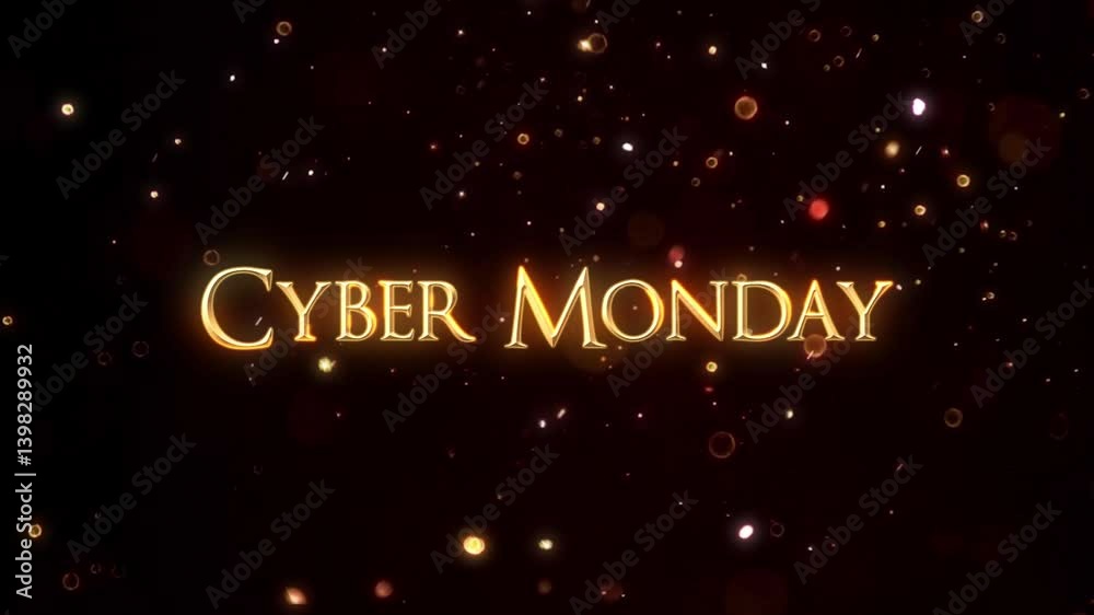 Cyber Monday Gold Glitter Text Animation | Modern Sale Promo Title Animation