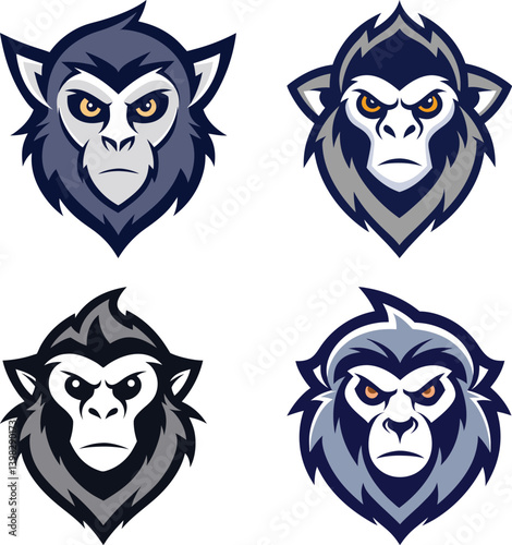 Gibbon head mascot logo design vector