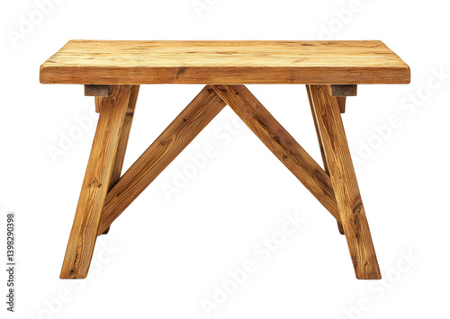 Obraz na płótnie Crafted wooden table design home interior furniture rustic front view aesthetic appeal. Isolated on transparent background, png. w salonie