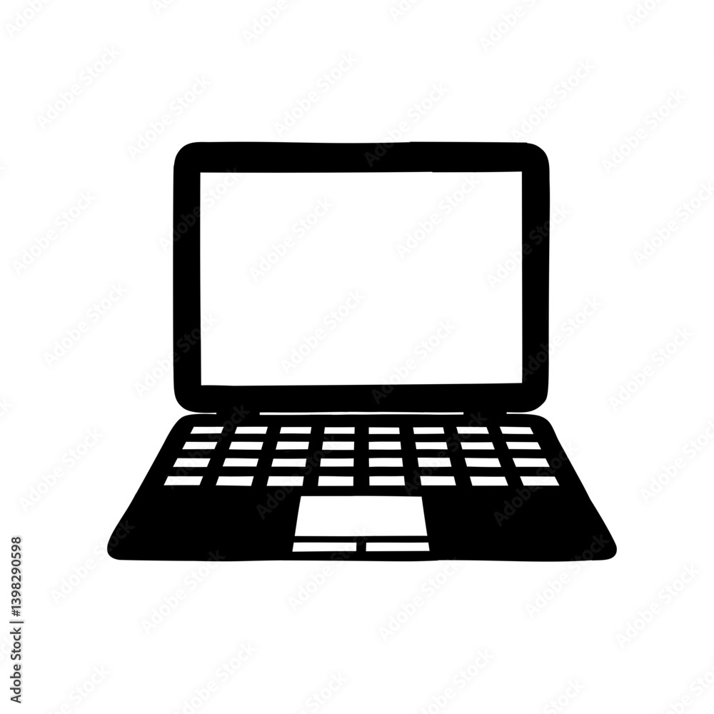 vector laptop line art, hand drawn illustration vector laptop line art, hand drawn illustration