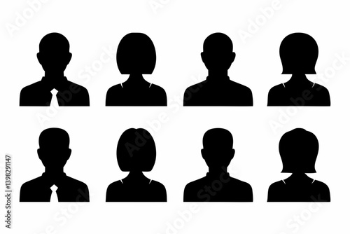 Obraz na płótnie Silhouette Icons of Professional Male and Female Avatars in Business Attire on a White Background w salonie