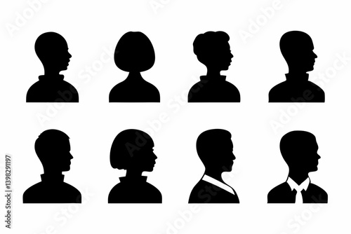 Obraz na płótnie Silhouette Icons of Professional Male and Female Avatars in Business Attire on a White Background w salonie