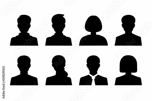 Obraz na płótnie Silhouette Icons of Professional Male and Female Avatars in Business Attire on a White Background w salonie