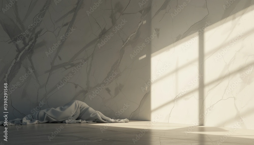 Mysterious scene with draped fabric abandoned room digital art minimalist environment close-up view isolation concept Mysterious scene with draped fabric abandoned room digital art minimalist environment close-up view isolation concept