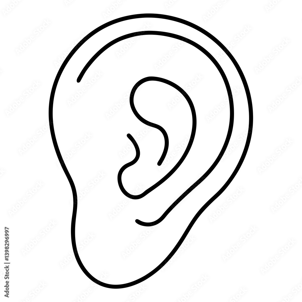 Human Ear One Line Drawing Minimalist Continuous Line Vector Icon Design Human Ear One Line Drawing Minimalist Continuous Line Vector Icon Design