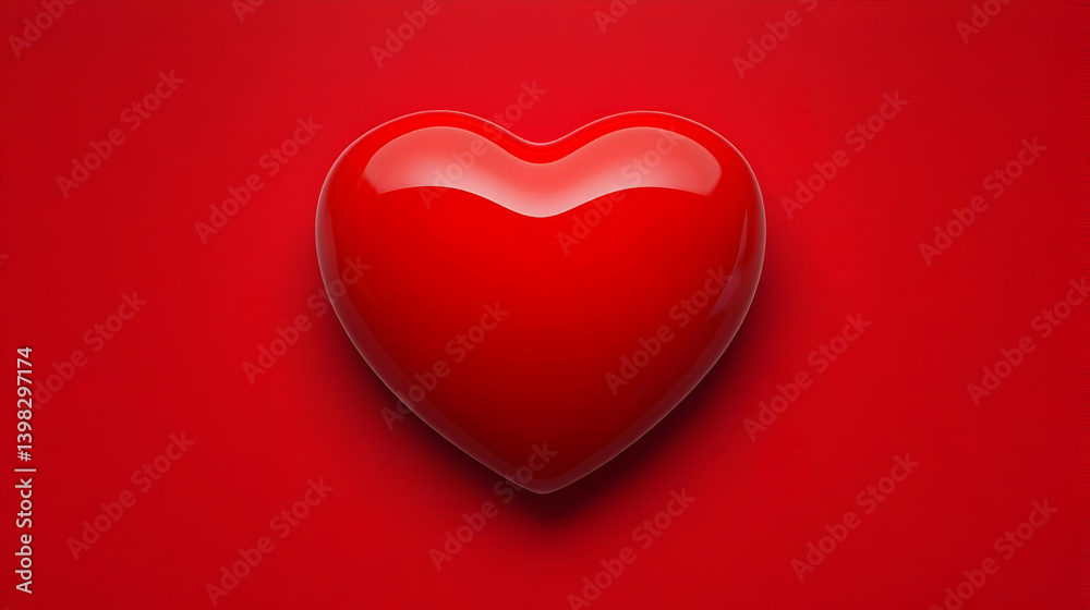Shiny Red Heart On Red Background Shiny Red Heart On Red Background